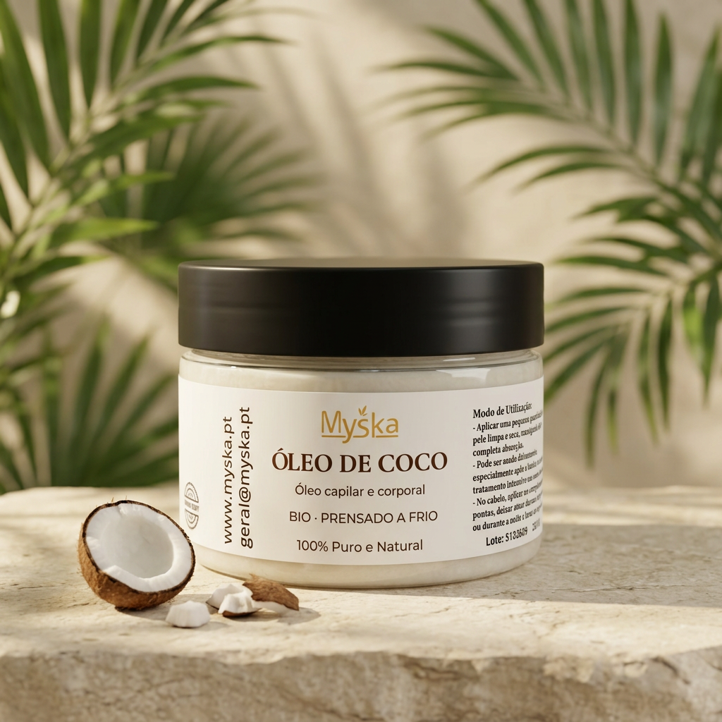 Óleo de Coco Myska — Óleo Puro para Cuidado Corporal e Capilar