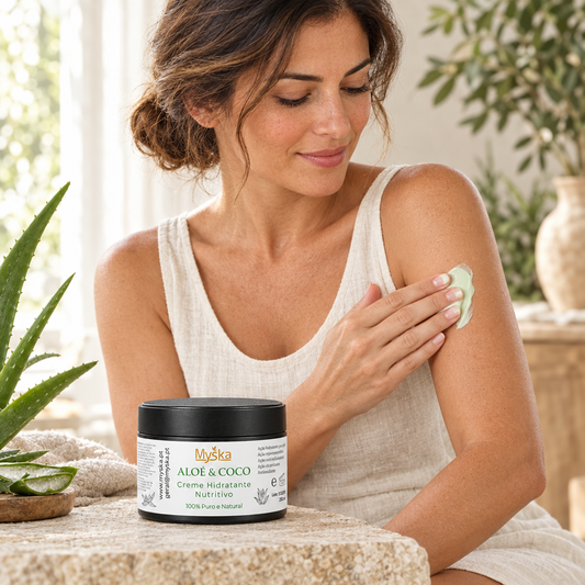 Creme Corporal Natural | Hidratação, Frescura e Suavidade com Aloé Vera e Coco – Myska